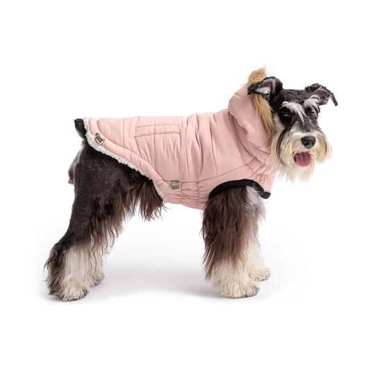 GF PET Urban Parka - Pink Dog Coat | Water-Resistant & Cozy | Stylish Elasto-Fit Design with Faux Fur Hood