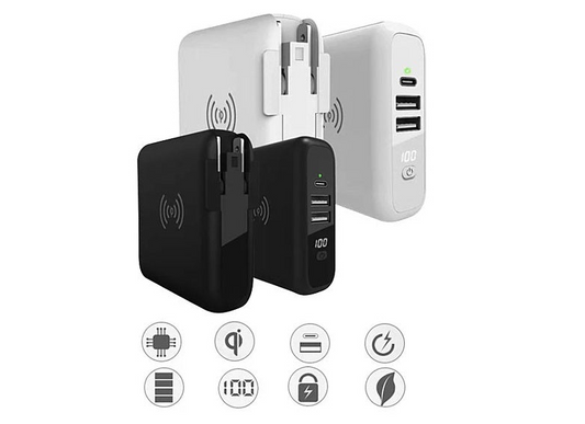 Global Gadget Charger - Universal Travel Power Solution, Multi-Port Portable Charger with Wireless & Type-C Capabilities for All Your Devices