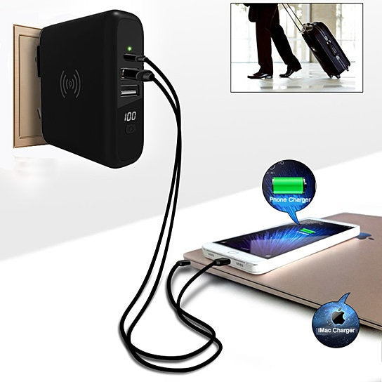 Global Gadget Charger - Universal Travel Power Solution, Multi-Port Portable Charger with Wireless & Type-C Capabilities for All Your Devices