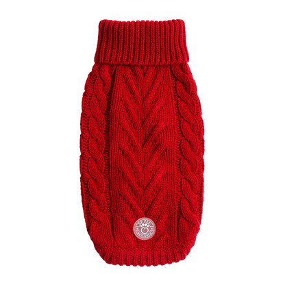 GF PET Chalet Sweater - Red | Chunky and Snuggly Dog Sweater