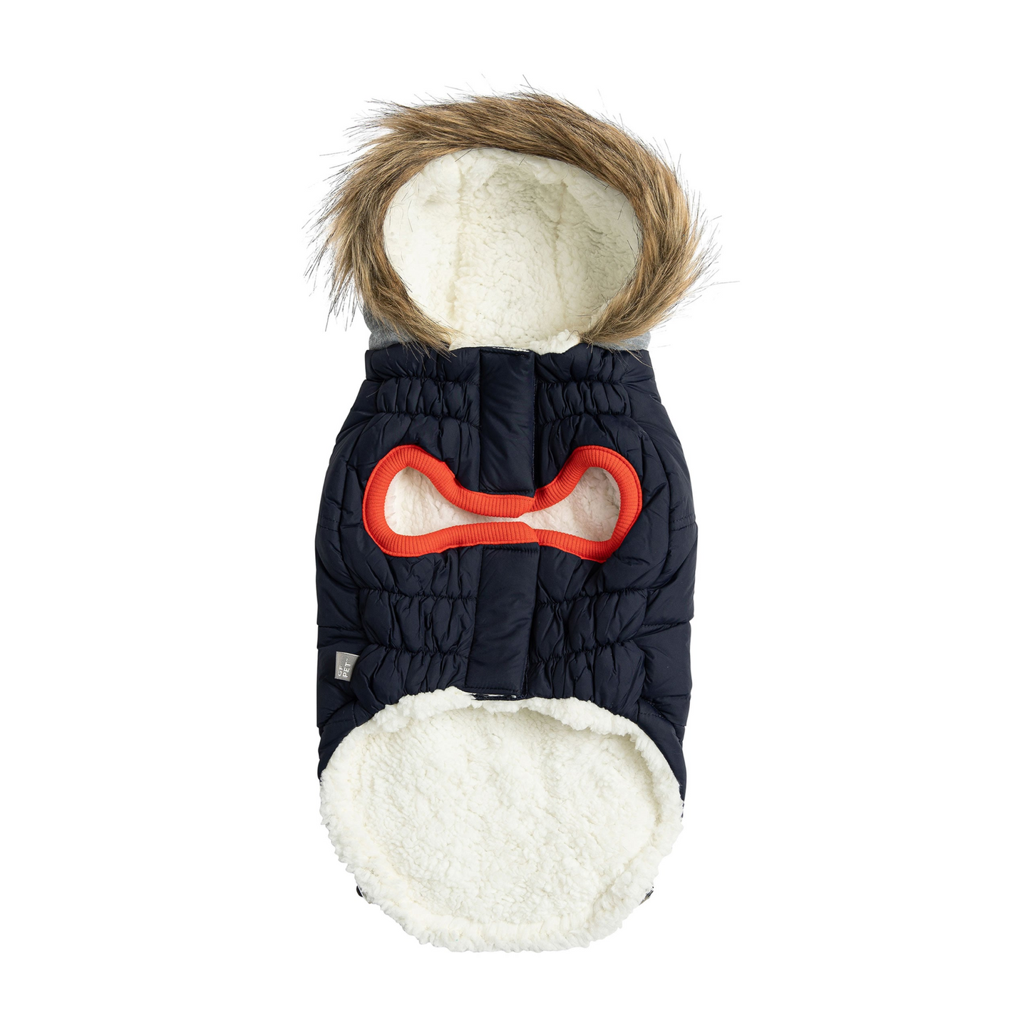 GF Pet Winter Sailor Parka - Navy | Warm Dog Jacket with Vegan Fur-Lined Hood, Water-Repellent & Adjustable Fit