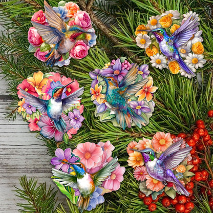 Hummingbirds Decorative Wooden Clip-on Ornaments Set of 6 by G. Debrekht - Easter Spring Decor - 8090140C-S6-1