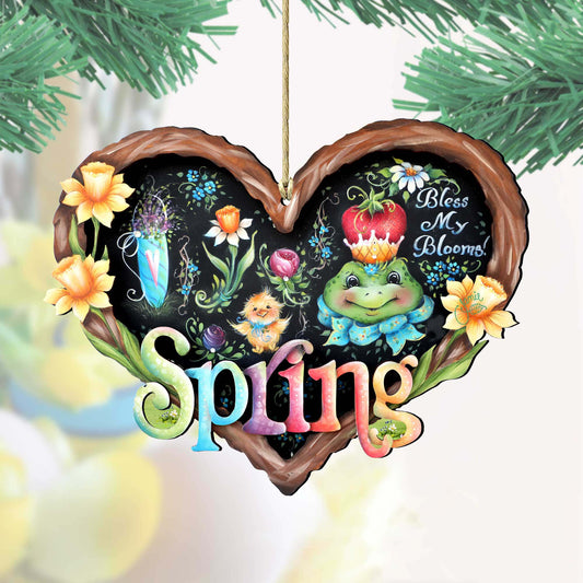 Bless my Bloomin Heart Wooden Ornaments by Jamie Mills-Price - Easter Spring Decor - 8457608-0