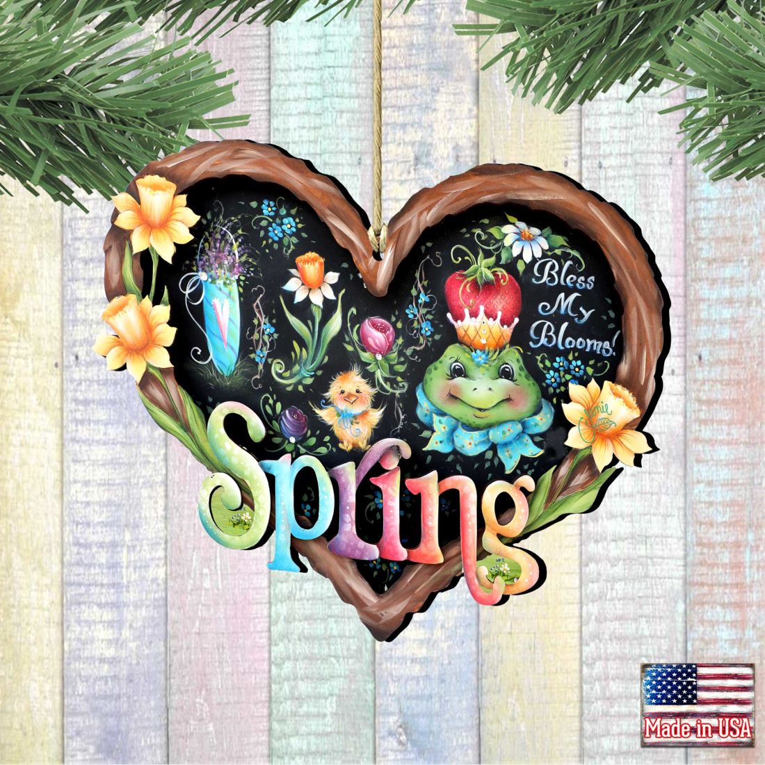 Bless my Bloomin Heart Wooden Ornaments by Jamie Mills-Price - Easter Spring Decor - 8457608-2