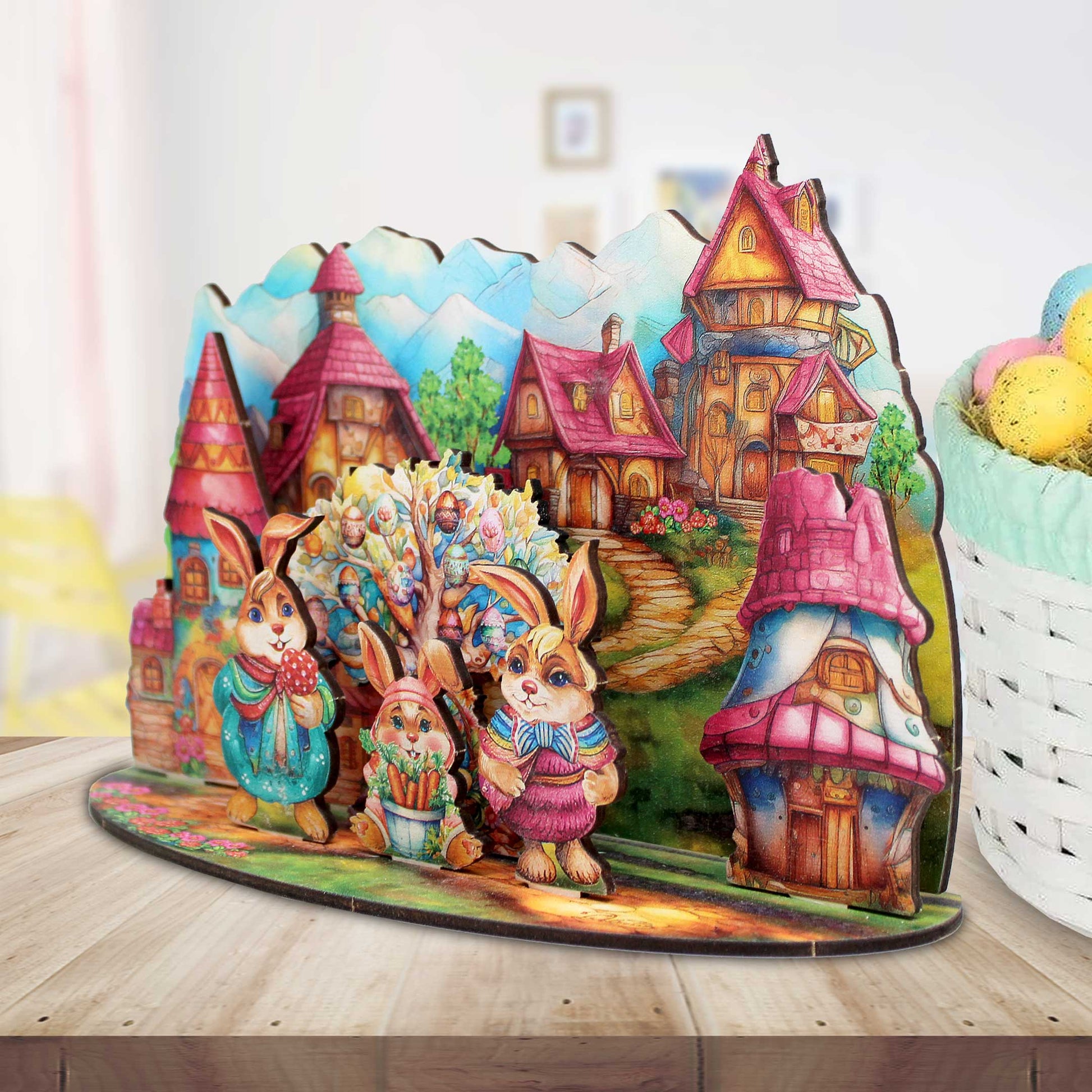 Easter Bunny Village Decorative Village Set by G. Debrekht Easter Spring Decor - 852769-1