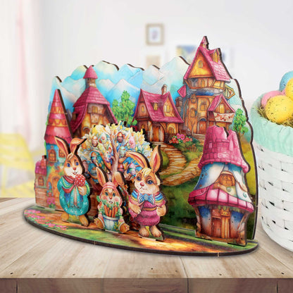 Easter Bunny Village Decorative Village Set by G. Debrekht Easter Spring Decor - 852769-1
