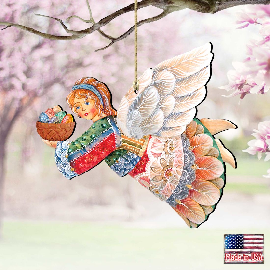 Flying Easter Angel Wooden Ornaments by G. DeBrekht - Easter Spring Decor - 8154154-1