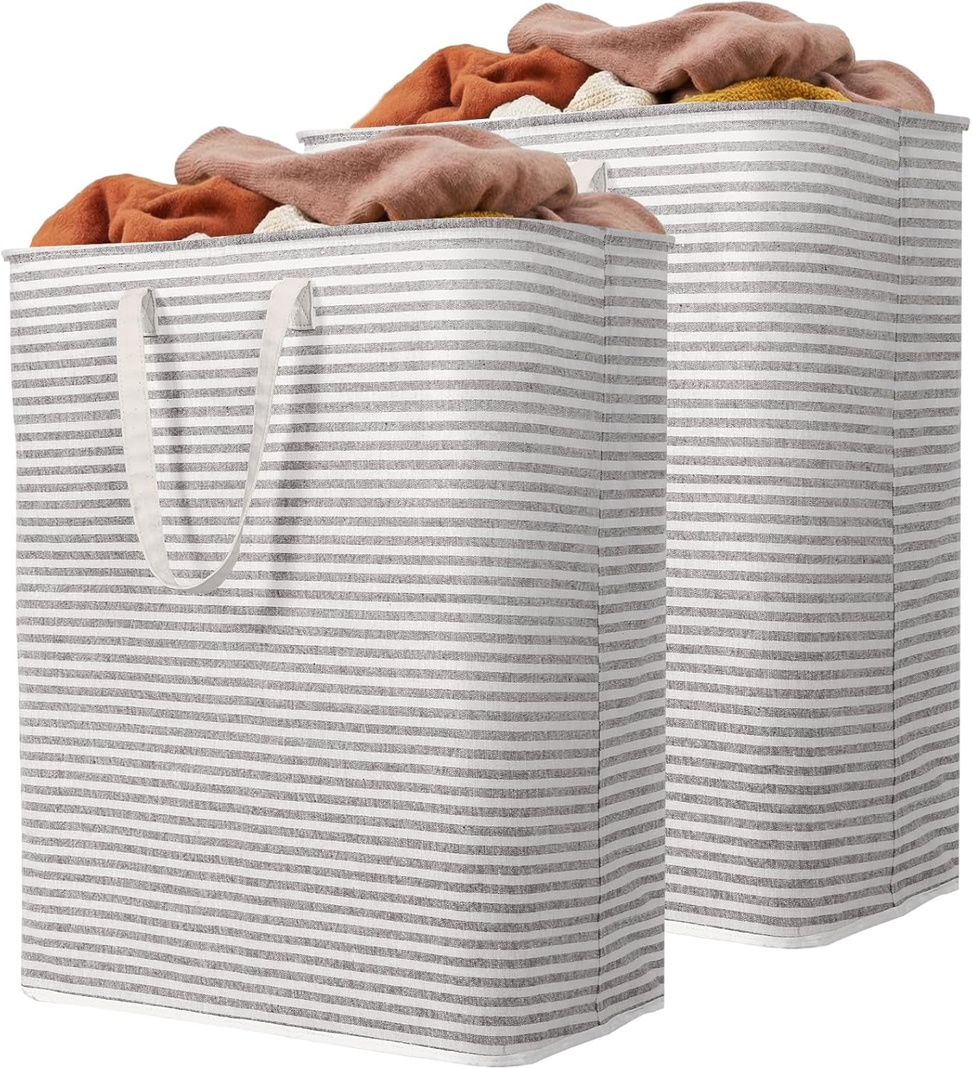 1 Pack Laundry Basket 80L Each, Collapsible Clothes Hamper with Reinforced Handles, Freestanding Waterproof Design for Bedroom and Laundry Room, Grey 80L Total