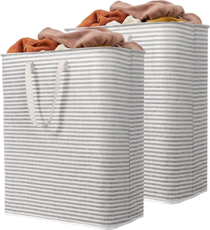 1 Pack Laundry Basket 80L Each, Collapsible Clothes Hamper with Reinforced Handles, Freestanding Waterproof Design for Bedroom and Laundry Room, Grey 80L Total