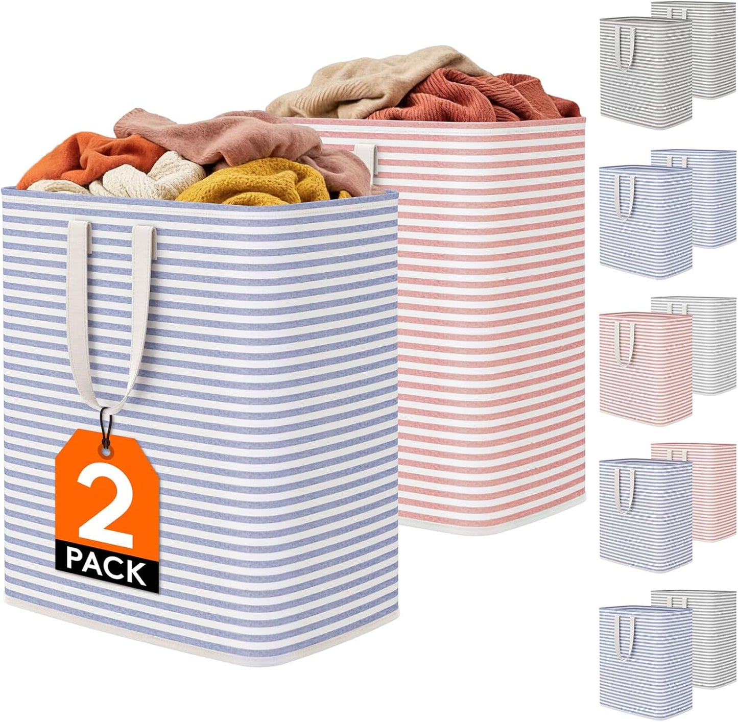 1 Pack Laundry Basket 80L Each, Collapsible Clothes Hamper with Reinforced Handles, Freestanding Waterproof Design for Bedroom and Laundry Room, Grey 80L Total