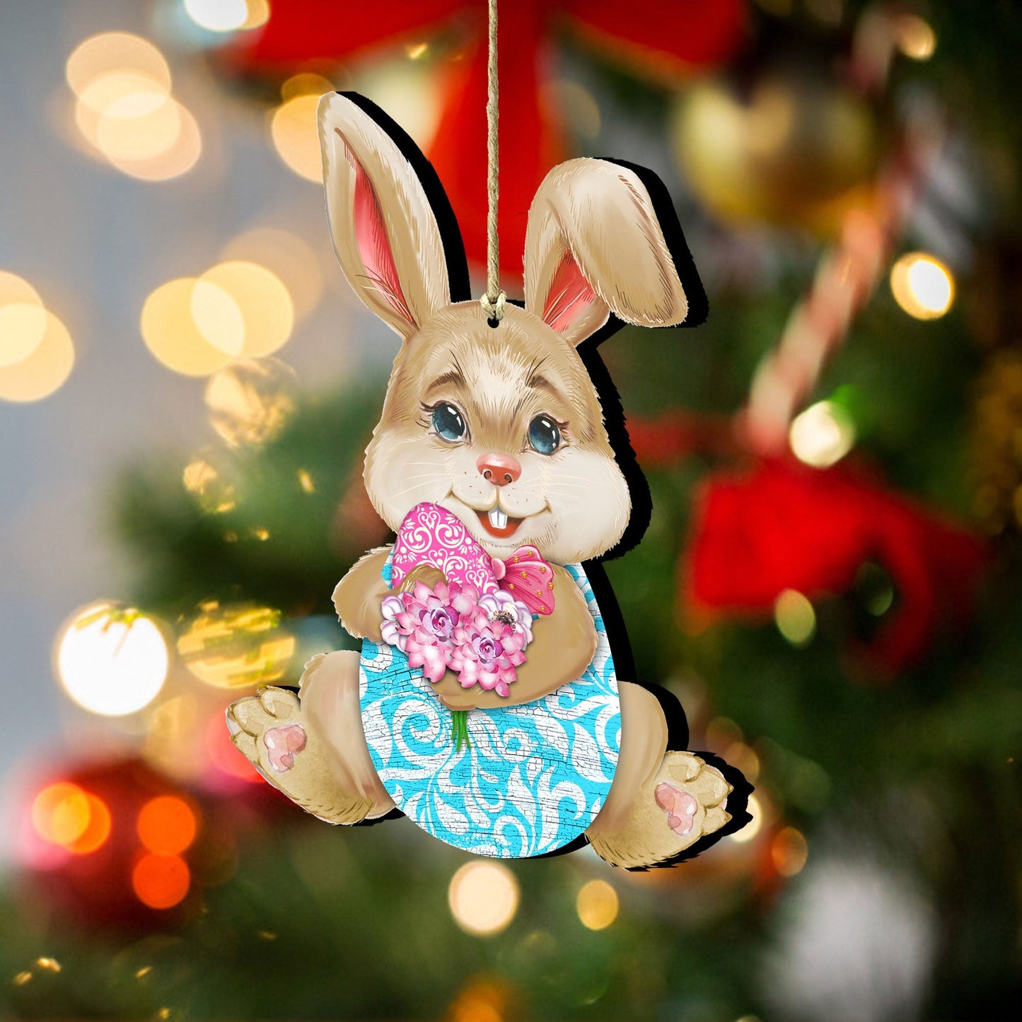 Flowers Bunny Wooden Ornaments by G.DeBrekht - Easter Spring Decor - 815432-2-1