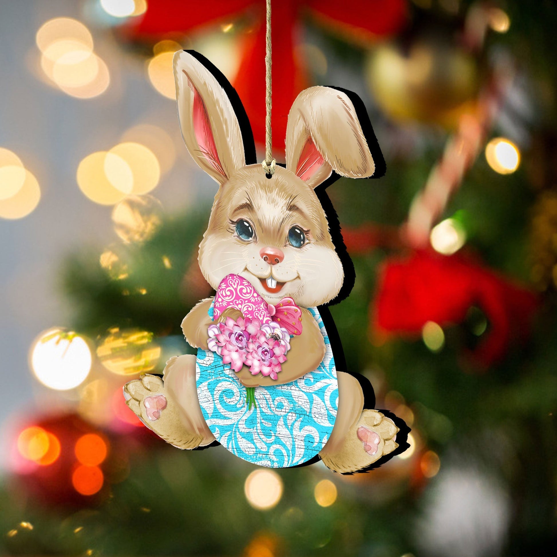 Flowers Bunny Wooden Ornaments by G.DeBrekht - Easter Spring Decor - 815432-2-1