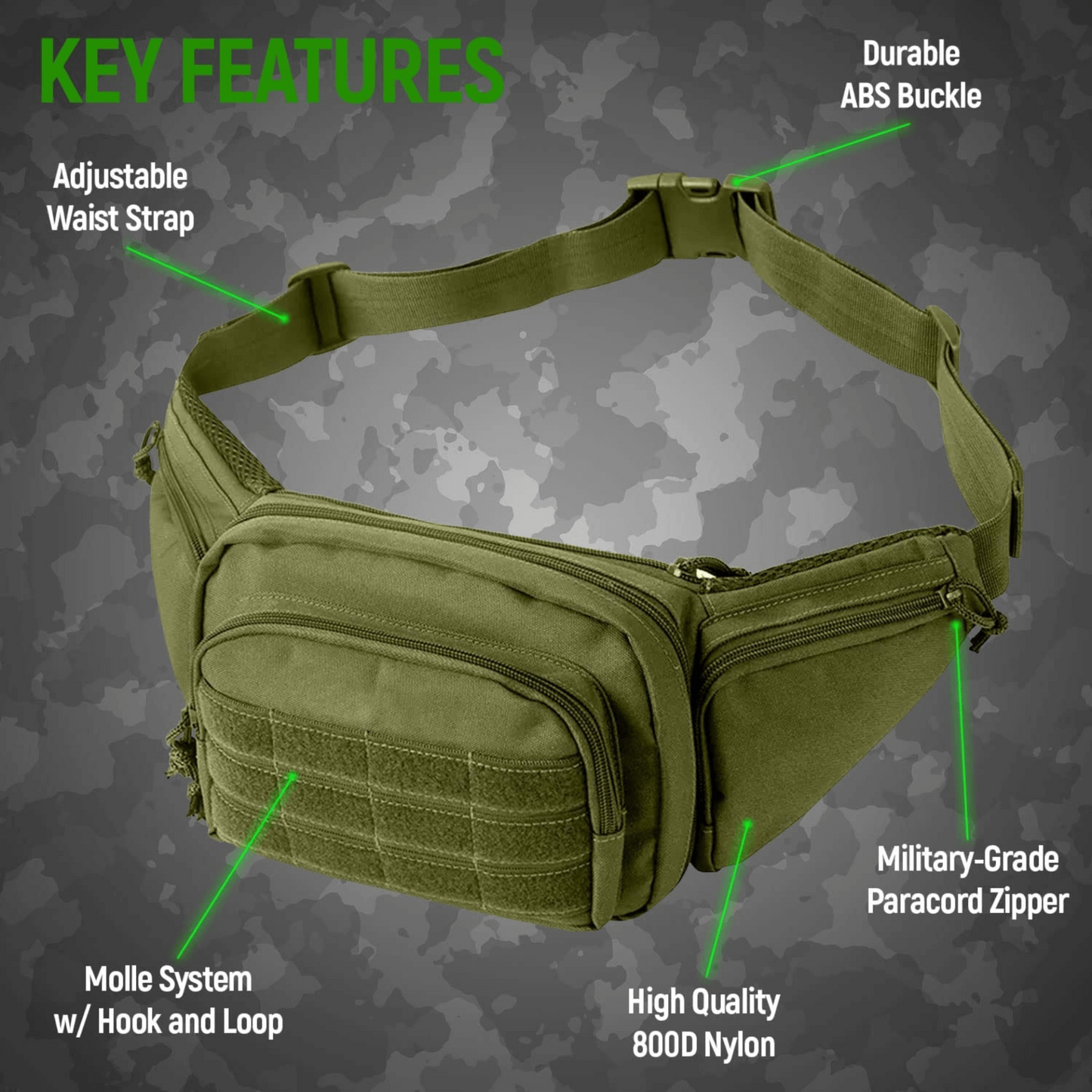 Tactical Waist Bag & MOLLE EDC Pouch for Outdoor Activities - Lightweight and Versatile