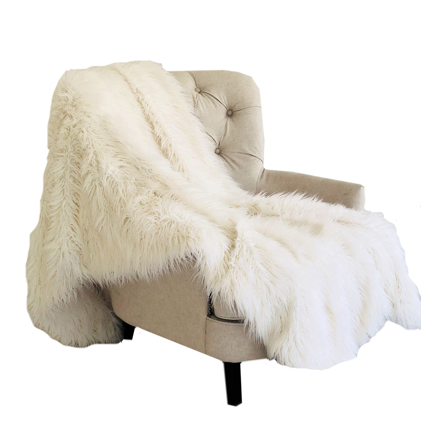 Off-White Mongolian Faux Fur Luxury Throw - Cozy & Stylish Home Decor