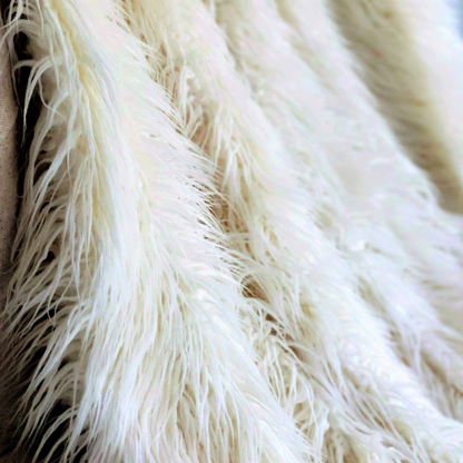 Off-White Mongolian Faux Fur Luxury Throw - Cozy & Stylish Home Decor