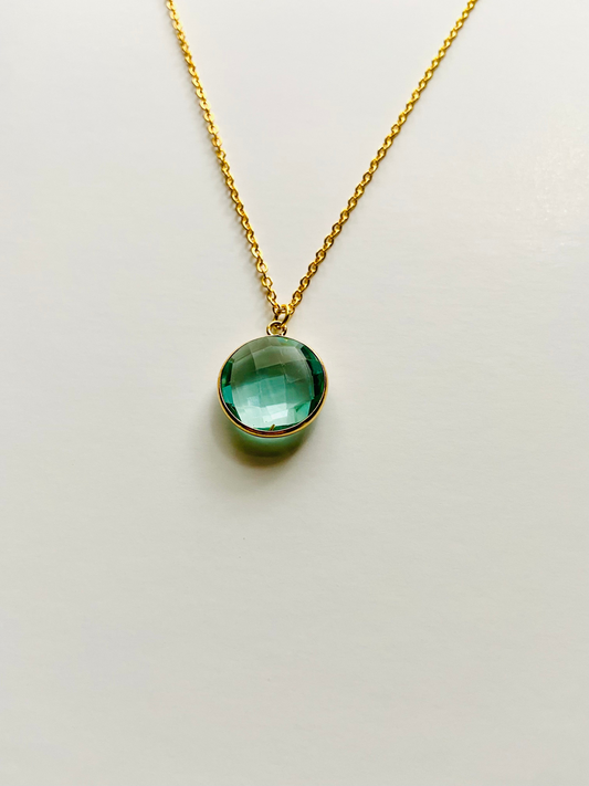 Elegant Aquamarine Birthstone Pendant Necklace - Gold Plated, Adjustable Length - Perfect Gift for March Birthdays
