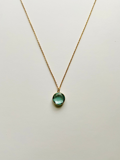 Elegant Aquamarine Birthstone Pendant Necklace - Gold Plated, Adjustable Length - Perfect Gift for March Birthdays