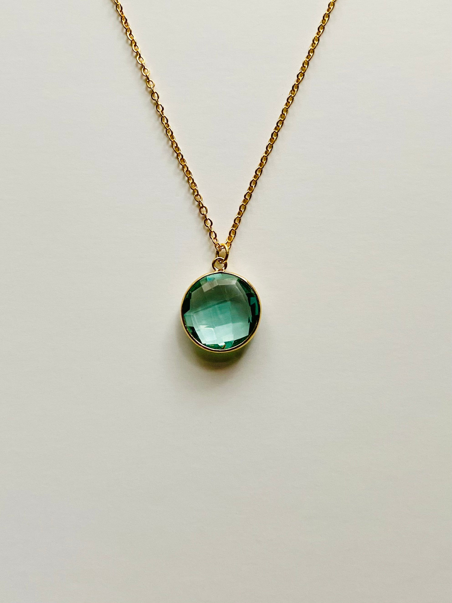 Elegant Aquamarine Birthstone Pendant Necklace - Gold Plated, Adjustable Length - Perfect Gift for March Birthdays