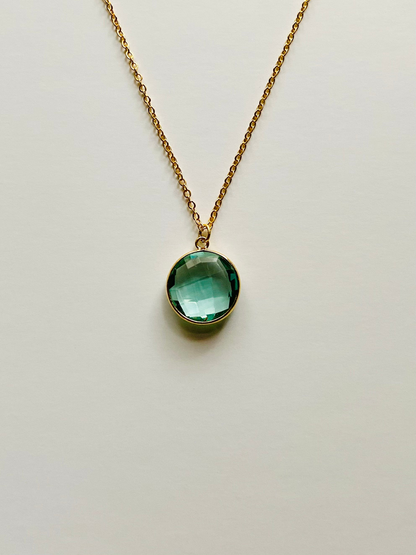 Elegant Aquamarine Birthstone Pendant Necklace - Gold Plated, Adjustable Length - Perfect Gift for March Birthdays