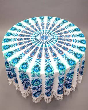 Boho Mandala Tapestry Table Cloth Wall Cover Beach Round Blanket - Vibrant and Versatile Home Decor