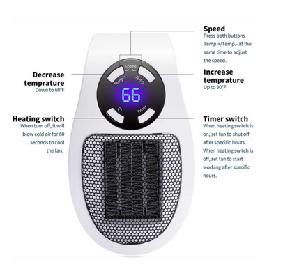 US Heater Portable Oscillating Heater | Overheat Protection