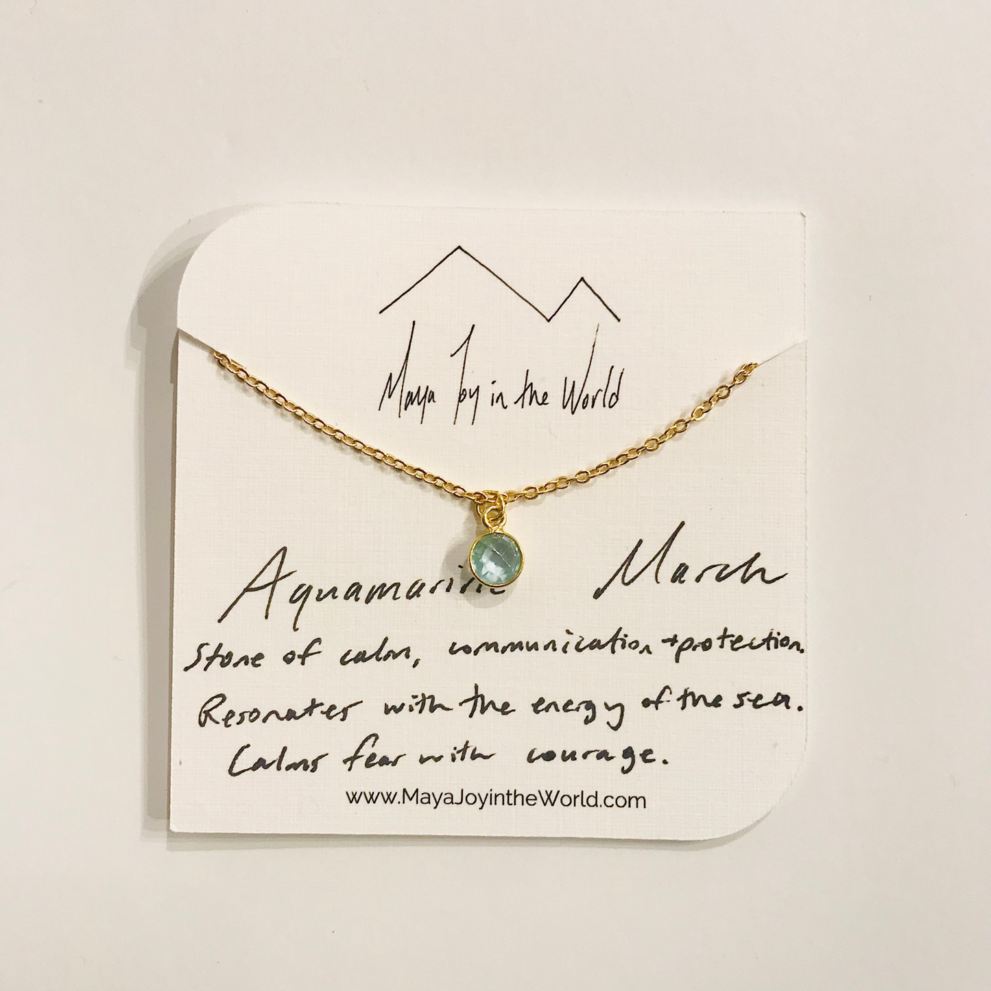 Elegant Aquamarine Birthstone Pendant Necklace - Gold Plated, Adjustable Length - Perfect Gift for March Birthdays