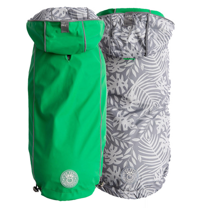 Reversible Elasto-Fit Raincoat - Green | Stylish and Waterproof Dog Raincoat with Hood