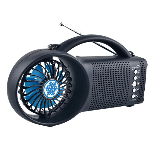 Supersonic Solar Power Bluetooth Speaker with FM Radio, LED Torch Light & Fan - Portable Wireless Speaker with 3-Speed Fan, USB & Micro SD Inputs, 1200mAh Battery