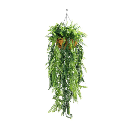 Artificial Hanging Fern Basket – UV Resistant (17.7in x 49.2in | 45cm x 125cm)-0