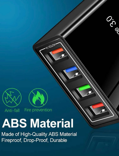 USB Wall Charger Plug Block Cube - 4-Port Fast Charger for iPhone, Samsung & More | Portable Quick Charge Solution