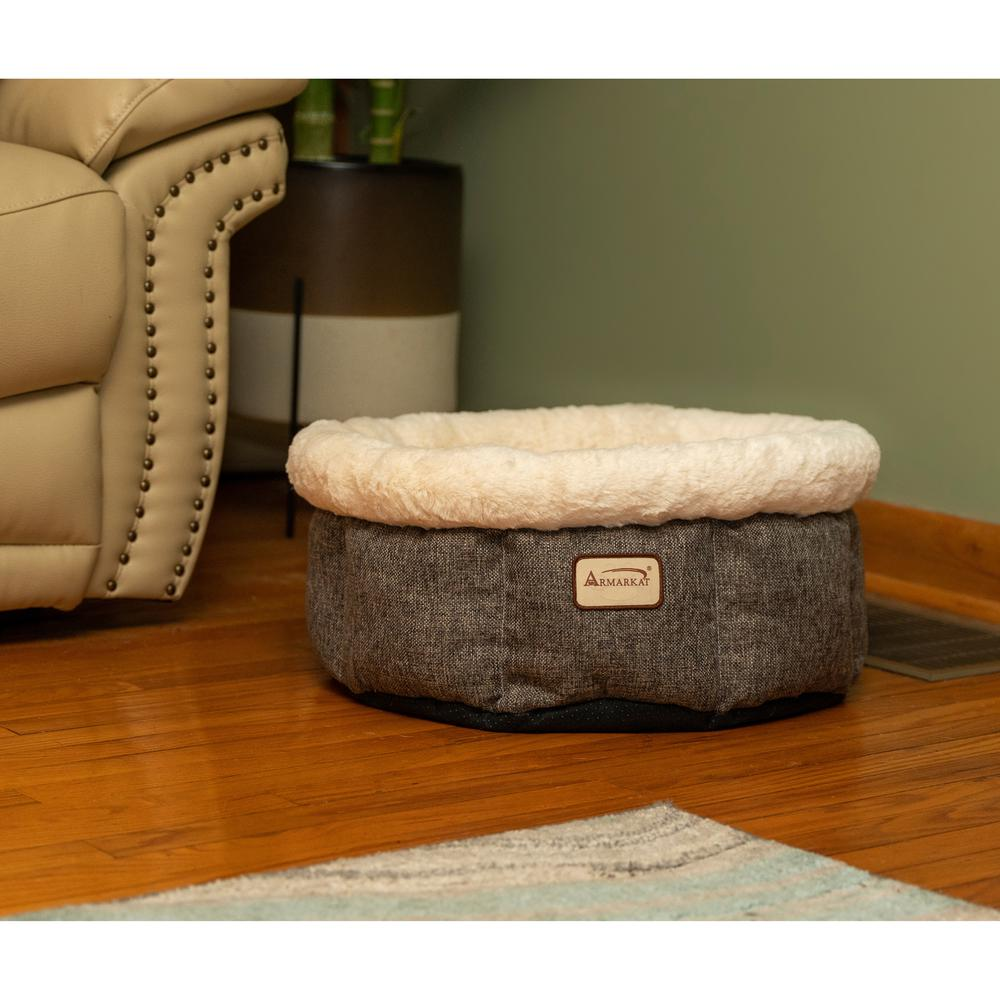 Armarkat Cozy Cat Bed - Deluxe Beige and Gray Pet Lounger C105HHS/MB