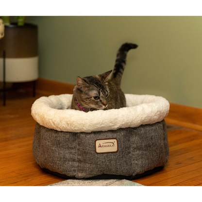 Armarkat Cozy Cat Bed - Deluxe Beige and Gray Pet Lounger C105HHS/MB