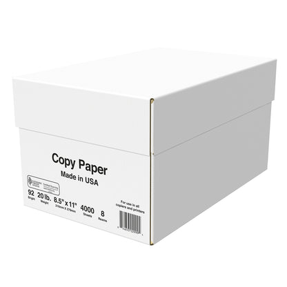 8 Ream Copy Paper – 20Lb 8.5"X11" 92 Bright White Paper. 4,000 Sheets – 500 Sheets per Ream