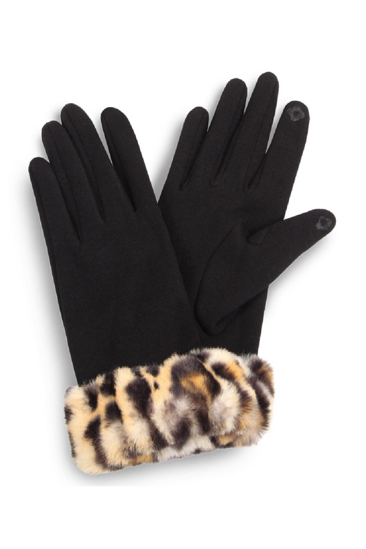 Leopard Faux Fur Texting Gloves - Stay Warm & Stylish