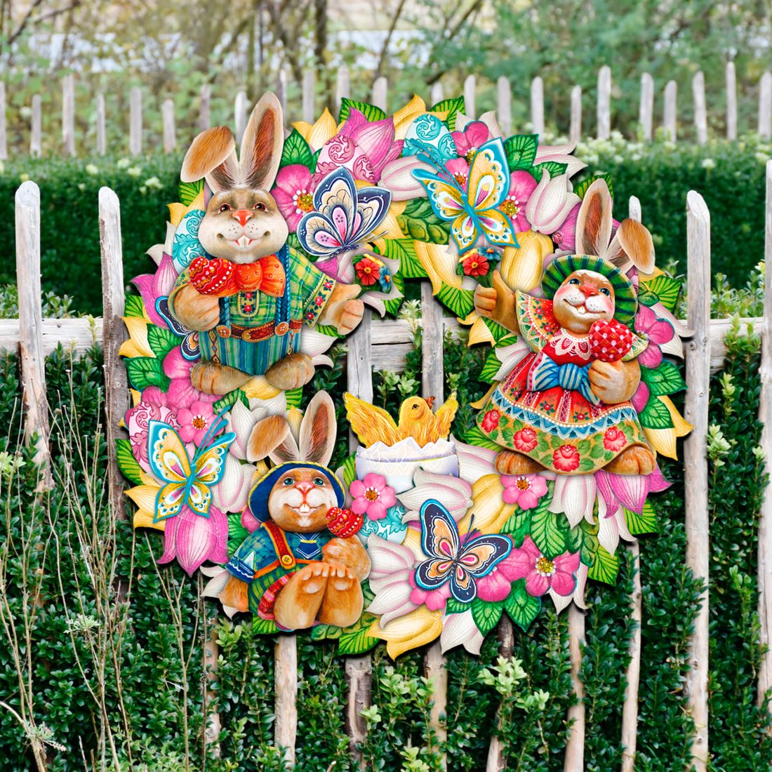 Easter Family Holiday Door Wreath by G. DeBrekht - Easter Spring Decor - 8185301-3H-3