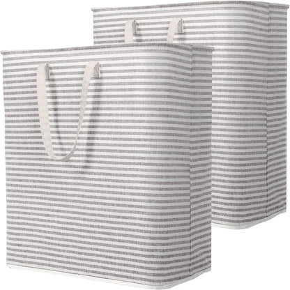 1 Pack Laundry Basket 80L Each, Collapsible Clothes Hamper with Reinforced Handles, Freestanding Waterproof Design for Bedroom and Laundry Room, Grey 80L Total