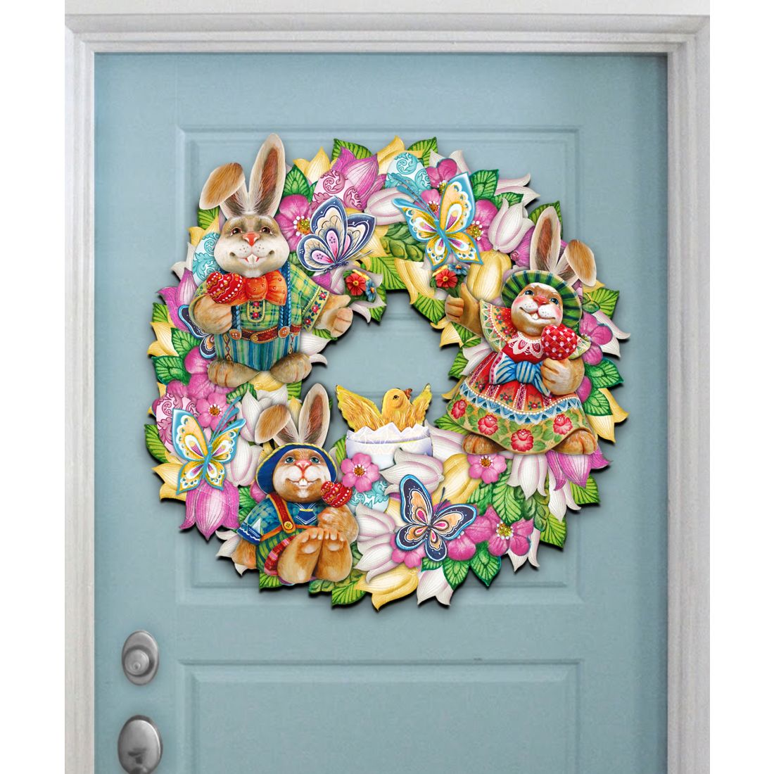 Easter Family Holiday Door Wreath by G. DeBrekht - Easter Spring Decor - 8185301-3H-1