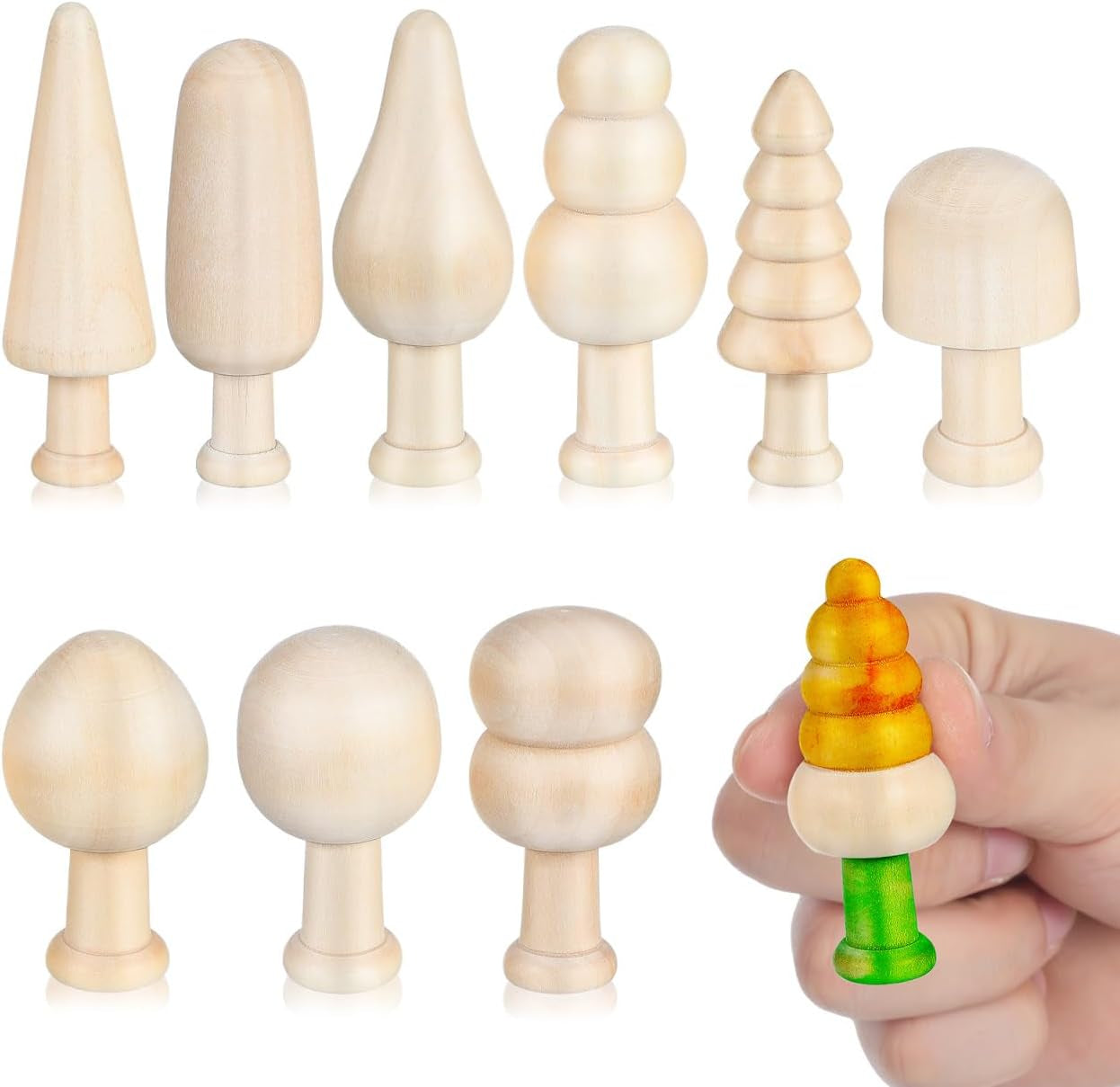 20Pcs Unfinished Wooden Mini Trees: Blank DIY Graffiti Wooden Tree Unfinished for DIY Crafts and Christmas Easter Decorations