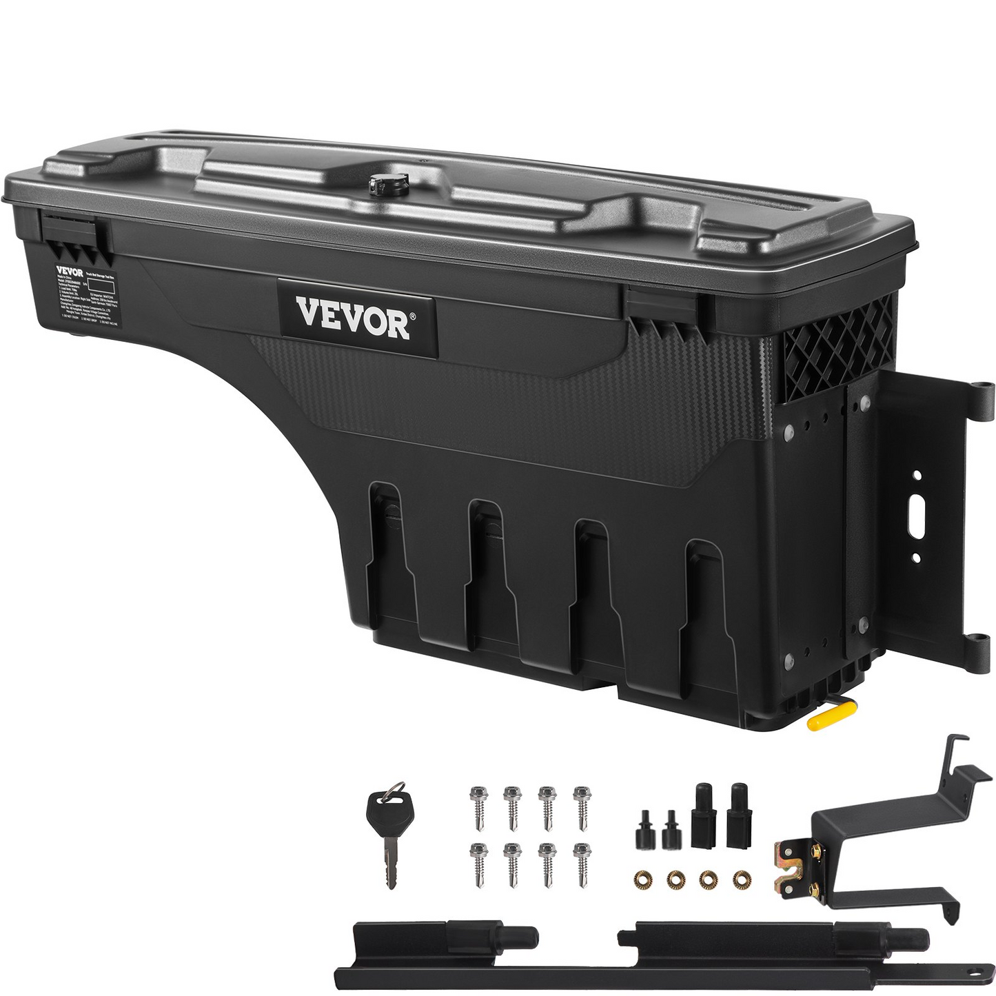 VEVOR Truck Bed Storage Box - Lockable, Waterproof ABS Tool Box, 6.6 Gal/20 L, Fits Chevy Silverado & GMC Sierra 1500 (2019-2021), Black