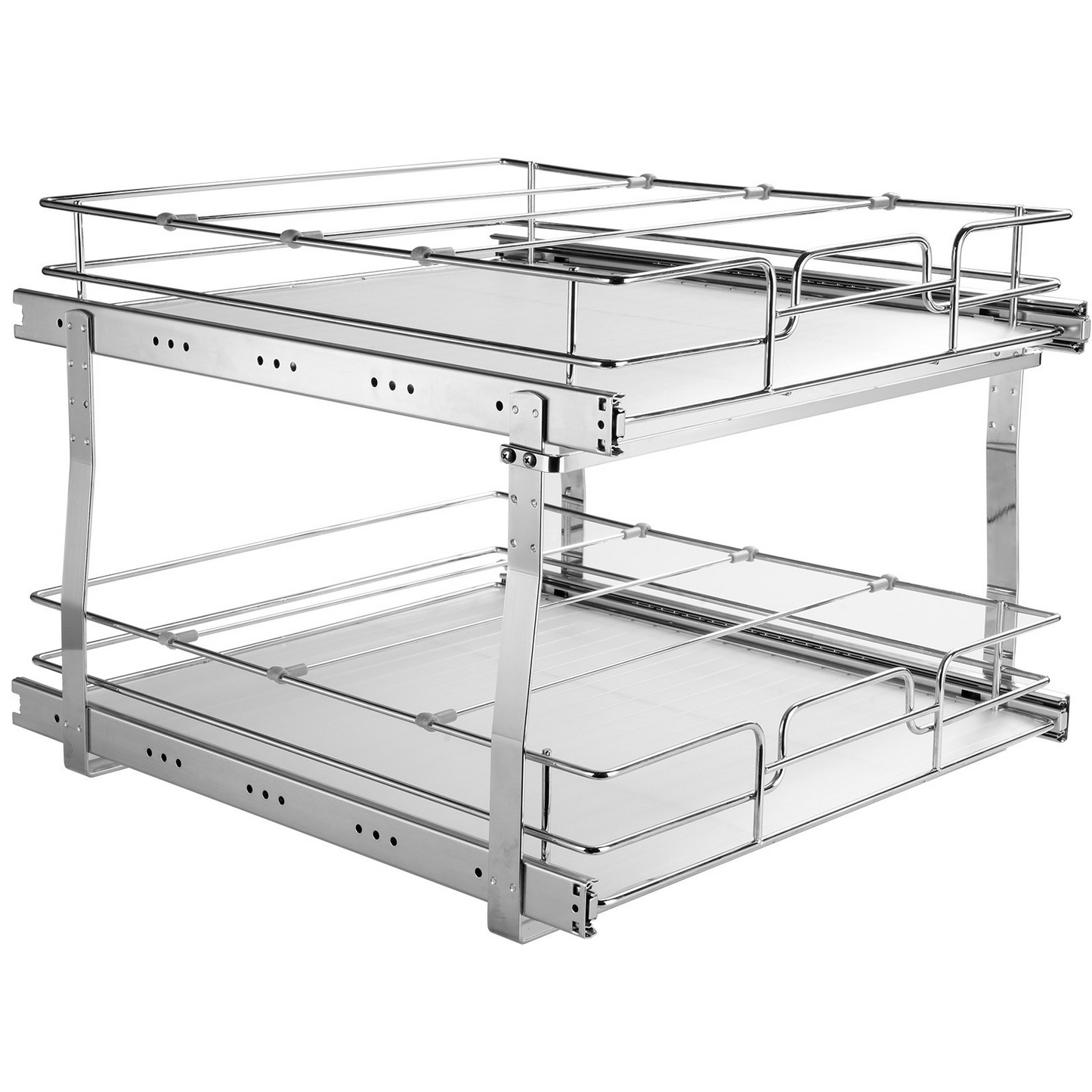 VEVOR 2 Tier 17"W x 21"D Pull Out Cabinet Organizer | Heavy Duty Slide Out Pantry Shelves