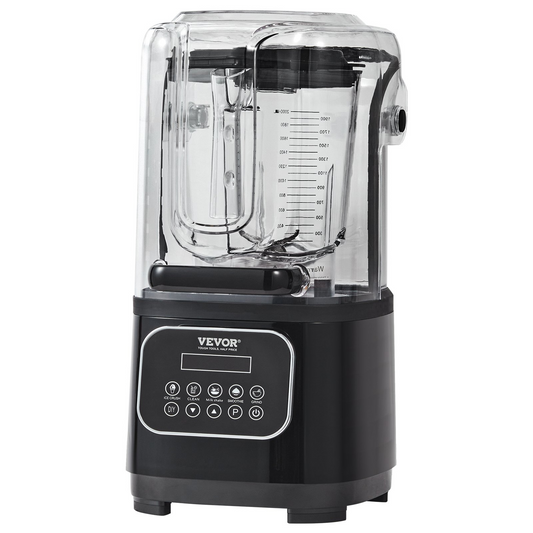 VEVOR Professional Blender with Quiet Shield - 2200W Motor, 68 oz Capacity, 9 Adjustable Speeds, 5 Versatile Functions, Black