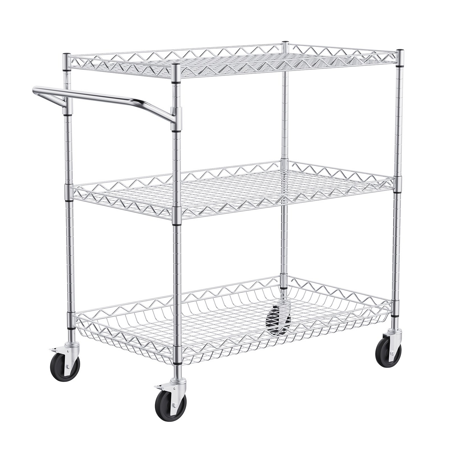 VEVOR 3-Tier Utility Cart Rolling Cart on Wheels 30"x18"x32.4" - Durable and Versatile