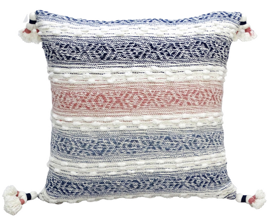 Vibrant Multicolor Throw Pillow for Sofa with Tassels - 22" x 22" | Decorative Accent Pillow with Insert Included - Perfect for Modern and Classic Home Decor