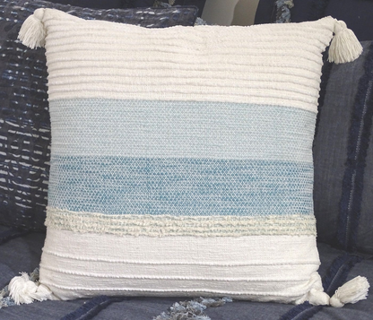 Elegant Handloom Woven Throw Pillow 22 x 22 with Tassels - Large Decorative Pillow for Couch or Bed - Perfect for Living Room or Bedroom Decor