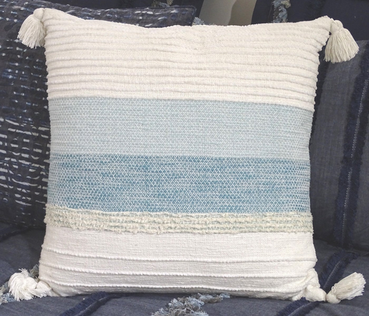 Elegant Handloom Woven Throw Pillow 22 x 22 with Tassels - Large Decorative Pillow for Couch or Bed - Perfect for Living Room or Bedroom Decor