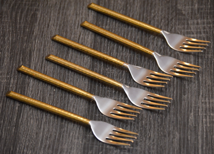 Vibhsa Golden Silverware Dinner Forks Set of 6 - Elegant & Durable Stainless Steel Cutlery for Luxurious Dining Experience