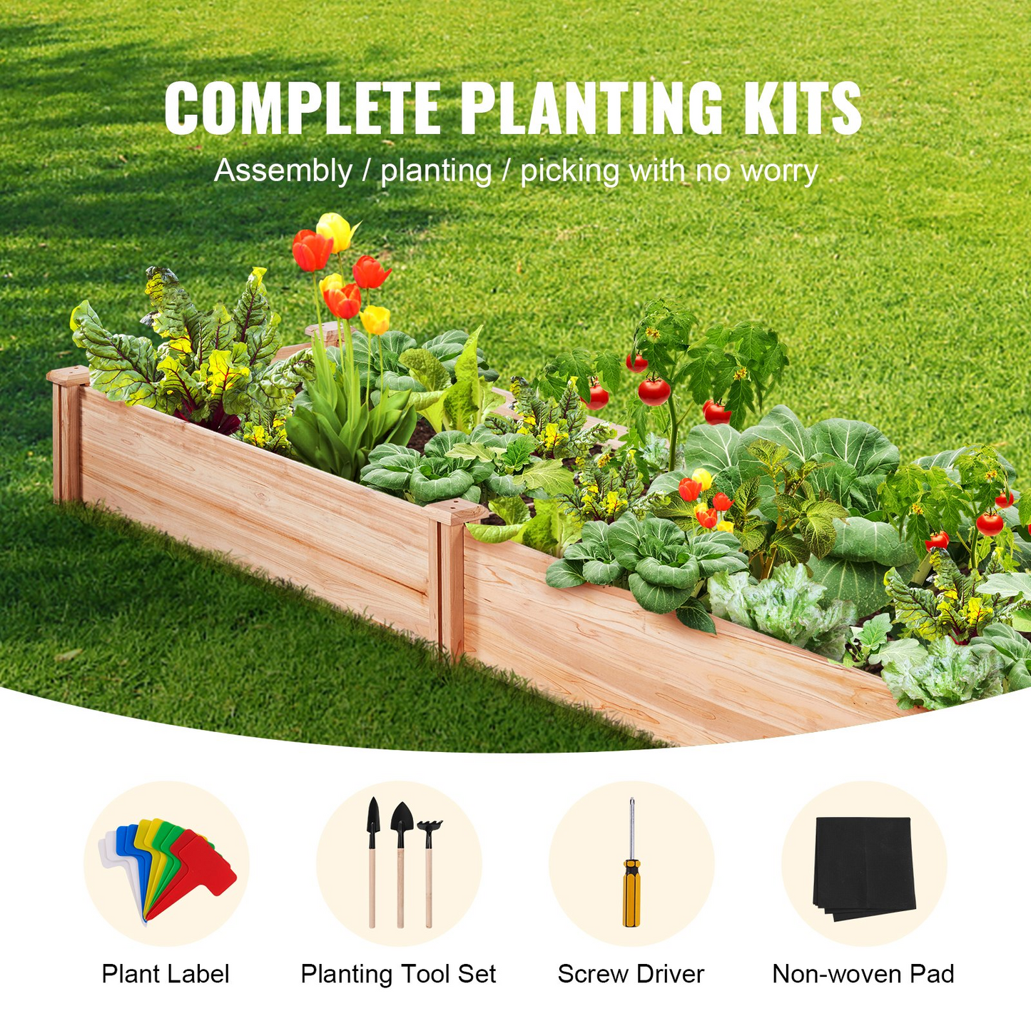 VEVOR Wooden Raised Garden Bed Planter Box - Grow Beautiful Flowers and Vegetables