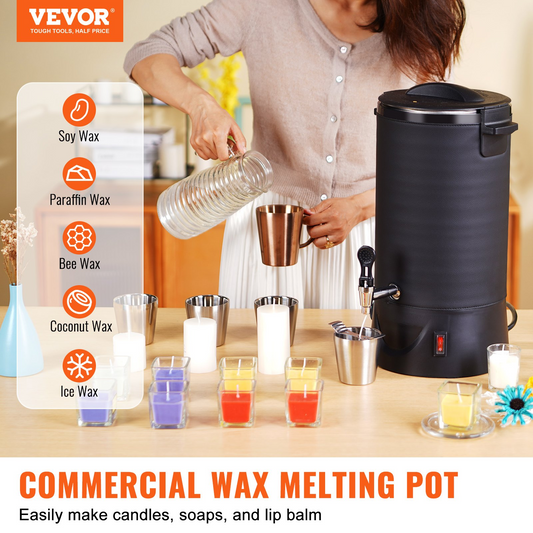 VEVOR 10L Electric Wax Melter for Candle Making | Large Capacity, Easy Pour Spout, 9-Level Temperature Control