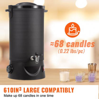 VEVOR 10L Electric Wax Melter for Candle Making | Large Capacity, Easy Pour Spout, 9-Level Temperature Control