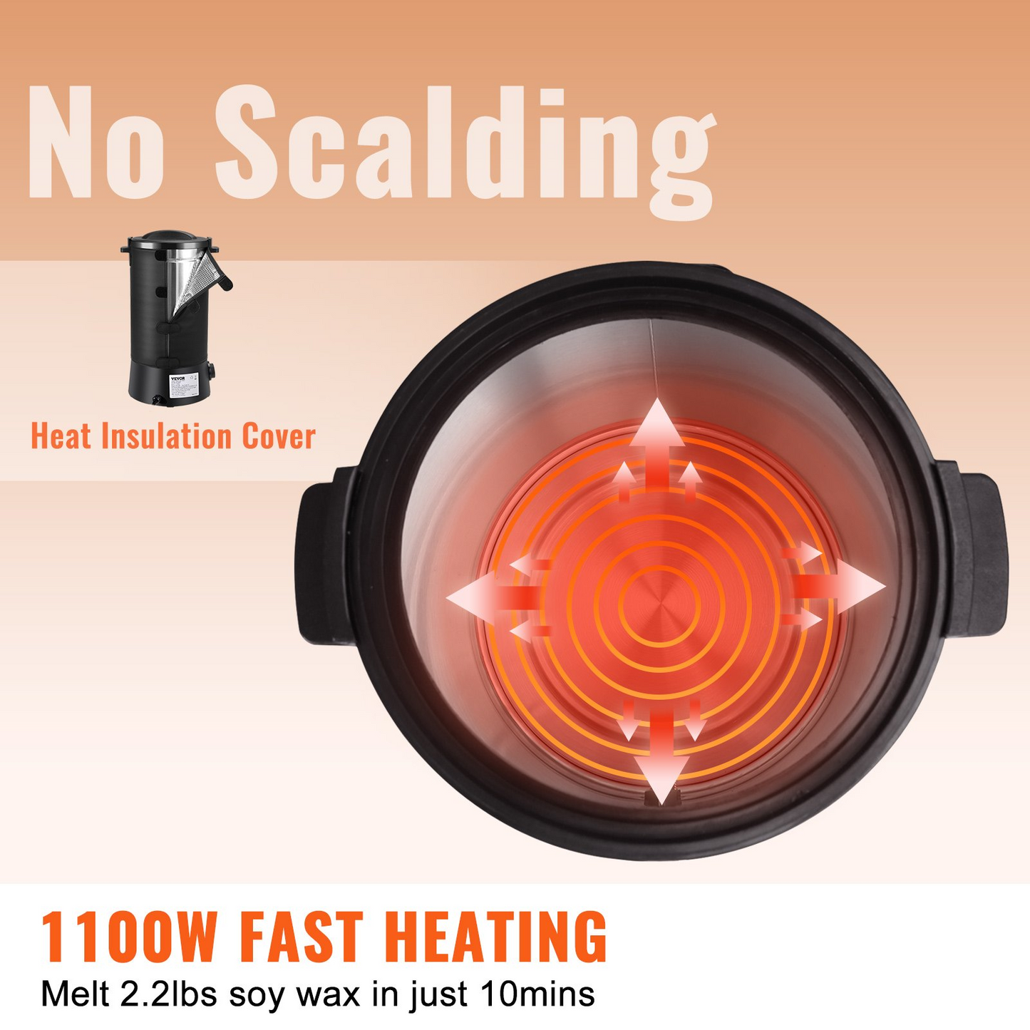 VEVOR 10L Electric Wax Melter for Candle Making | Large Capacity, Easy Pour Spout, 9-Level Temperature Control